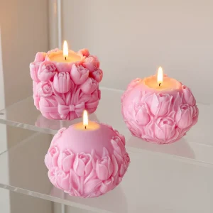 N 060 Tulip Bouquet Scented Candles DIY Handmade Tulip Round Bulb Soy Wax Candle for Home Relaxation Gift Home Decor
