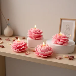 N 113 DIY Valentine’s Day Flower Decoration Rose Soy Wax Scented Candles Lotus Rose Peony Carnation Flower Aromatherapy Candles
