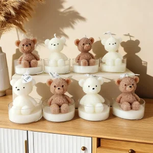 N-183 Velas Aromaticas Lujosas Soy Wax Mini Glass Frasco, Osito Vela Decorativa, Regalo Para Baby Shower Decoracion Hogar Gifts