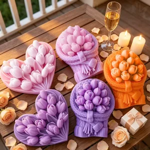 N 193 Soy Wax Candle Flower Tulip Rose Candles for Wedding Gift Scented Candles & Home Fragrance Aroma Home Decor