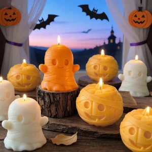 N 250 Manufacturer Halloween Cute Pumpkin Bear Shaped Scented Candles Mummy Ghost Handmade Soy Wax Candles for Halloween Gifts