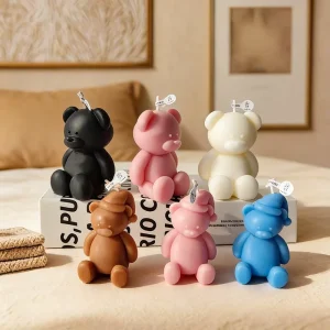N 265 Cute Bear Shaped Scented Candles Handmade Soy Wax Decorative Candle Home Decor for Stress Relief Meditation Yoga