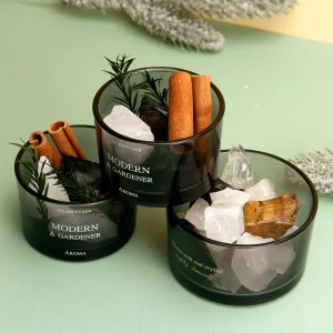 Natural Crystal Stone Eco Friendly Aroma Diffuser Set Cinnamon Rosemary Smoked Glass Jar 3 Month Use Home Fragrance Decor Room