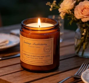 Natural Essential Oil Scented Wax in Classic Amber Glass Jar Offering a Long Lasting Earthy Aroma to Turn Any Space Into Calming