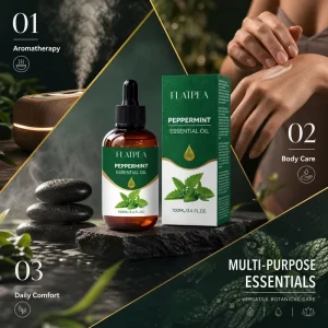 Natural Fresh Peppermint Essential Oil 100% Pure Steam Distilled Non Sticky Hydrating for Home Aromatherapy Spa Full Body