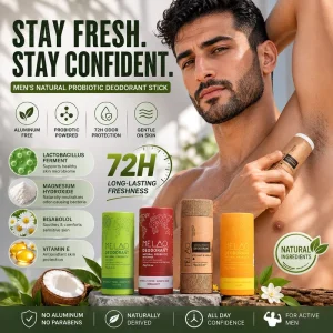 Natural Probiotic Magnesium Deodorant Stick Aluminum Free Paper Packing 72h Odor Control Antiperspirant Men’s Deodorant Stick
