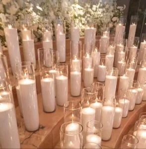 Natural Sand Wax Candles Pearled Candle Colored Scented Granulated Pearl Sand Wax Pillar Candles in Glass Jar Wedding