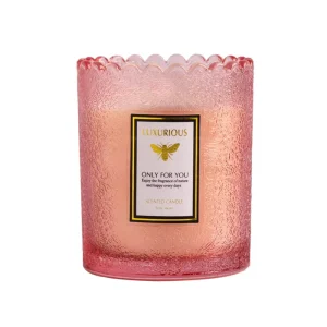 Natural Scented Lavender Luxury Jar Aromatic Fragrance Soy Wax Embossed Household Glass Aromatherapy Candles
