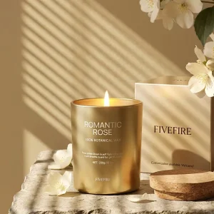 Natural Soy Wax Golden Scented Candles With Custom Scents Glass Jar Lid Long-Lasting Scent Luxurious Home Decor Wedding Gift