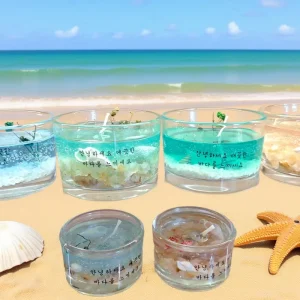 Natural Soy Wax Jeju Island Handmade Modern Aromatherapy Pillar Candle Scented Candle Beach Shell