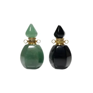 Natural Stone Perfume & Essential Oil Bottle Pendant Gold Plated Hexagon Shape Jewelry Making