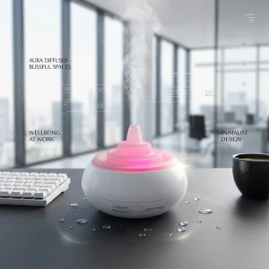 New 250ml Ultrasonic Aromatherapy Essential Oil Diffuser With Speaker Coffee Wood Finish Base