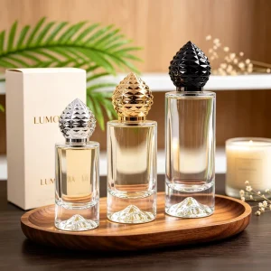 New Design 30ml 50ml 100ml Empty Round Perfume Spray Glass Bottles with Zamac Cap and Gift Box