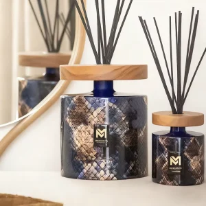 New Design 500ml 200ml Marble Texture Reed Diffuser with Wood Lid