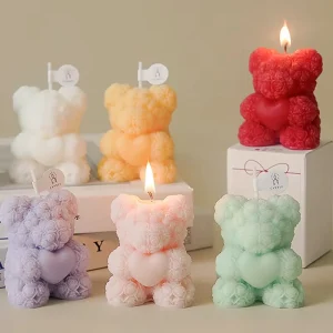 New Design Creative Rose Fragrance Bear Handmade Scented Candle for Valentine’s Day Gift
