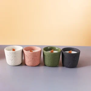 New Design Creative Wooden Wick Ceramic Candle Custom Container Size Home Decor Soybeans Candle