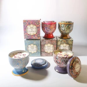 New Design Dried Flower Tin Candles Smokeless Soy Wax Environment Friendly Handmade Scented Candles for Wedding Diwali Easter