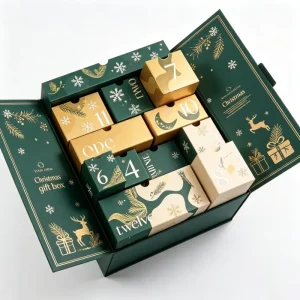 New Design Luxury Advent Calendar Drawers Double-Door Surprise Box Rigid Paper Christmas Gift Cosmetic Jewelry Set Gift Box