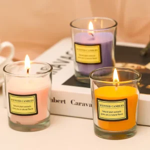 New Design Small Scented Candle Multi Color with Glass Scented Candle Bedroom Living Room Decoration