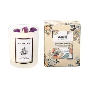 New Design Spiritual Gem Home Fragrance Aromatherapy Chakra Scented Soy Wax Candle with Amethyst for Diwali and Christmas