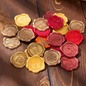 New Year Series Fire Paint Wax Round Melting Seal Logo Printed Glass Material Envelope Sticker Office Use Factory