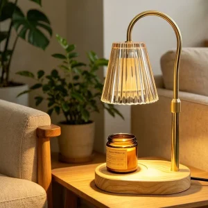 No Fire Melting Wax Candle Aroma Lamp with Warm Fragrance Plug-in American Style Glass Shade Bedside Table Nightlight