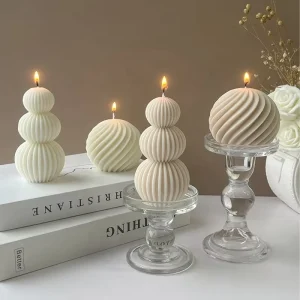 Nordic Simple Home Decor Geometric Shaped Candle Pillar White Origami Ball Scented Candle