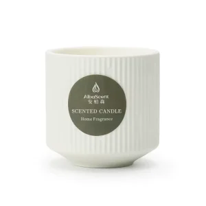 Nordic Style Customized High-quality Ceramic Cup with Wooden Core Soy Wax Incense Candle