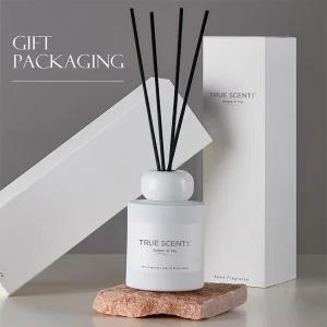 Nordic White Empty Glass Bottle 150ml Reed Diffuser with Box and Black Fiber Stick for Home