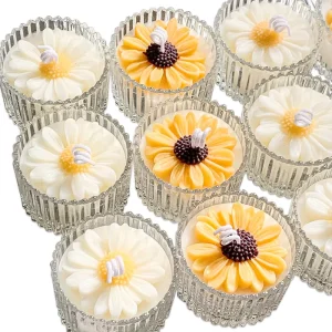 O97 Handmade Creative Soy Wax Scented Candles Daisies Blossom Birthday Gift Candles