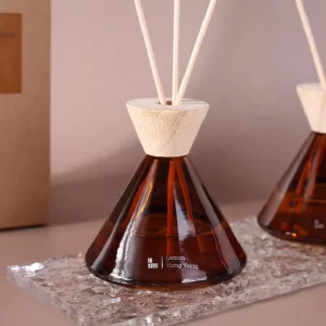 OEM 70ml Reed Diffuser with Wooden Cap Taper Tinted Glass Home Fragrance