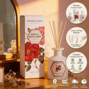 OEM Custom Factory 150 ml Glass Bottle Flameless Reed Diffuser for Home and Bedroom Decoration