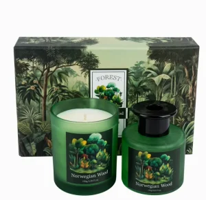 OEM Custom Vintage Floral Print Gift Box Soy Wax Scented Candle Reed Diffuser Combo Bulk Supply Wedding Favor Corporate Gift