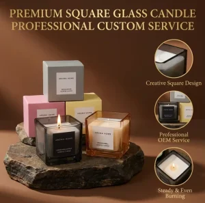 OEM Customizable Square Scented Candle for Bedroom and Bathroom Decoration