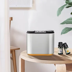 OEM Electric Mini Portable Tabletop Rechargeable Aroma Diffuser Double Nozzle Essential Oil Nebulizer Waterless 5 10ml Household