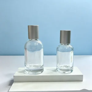 OEM Empty Glass Perfume Bottle 30ml 50ml Custom logo Perfume Bottle with Screw Pump Sprayer Manufacturer with Aluminium Cap