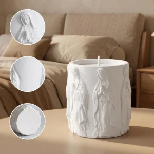 OEM Handmade Retro Soy Wax Plaster Cup Natural Aroma Gypsum Relief Scented Candle for Home Decor Christmas Thanksgiving