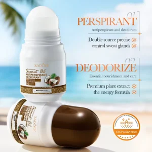 OEM Natural Coconut Antiperspirant Deodorant Refreshing Perfume Underarm Roll On Deodorant for Men & Women