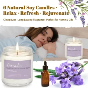 OEM ODM Acceptable 6 Pack Aromatherapy Scented Candle Gift Set 36OZ Total 300 Hours Long Burning Household Candles