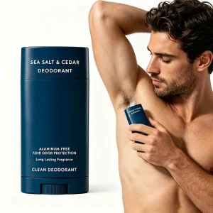OEM ODM Aluminum Free Deodorant Sea Salt & Cedar Large Size Stick 72 Hour Odor Control All Day Protection for Women & Men