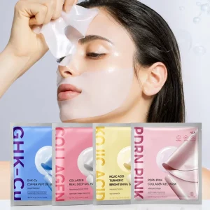 OEM ODM Hydrogel Facial Mask Set 4 Formulas PDRN Collagen GHK Cu Kojic Acid Turmeric Brightening Firming Moisturizing Skin Care