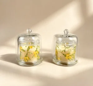 OEM ODM Luxury Handmade Printed Glass Candle Dome Lid Botanical Scented Environment Friendly Easter Diwali Holiday Bars Use