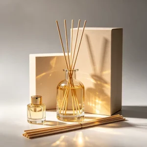 OEM ODM Transparent Glass Fragrance Diffuser Bottle Set Customized Rattan Sticks And Box For Home Scent