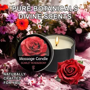 OEM Scarlet Rose and Ebony Smell Body Selfcare Scented Massage Oil Candle for Valentine’s Day