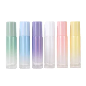 Oem 10ML Roll on Bottle Colorful Empty Glass Deodorant Cylinder Shape with Convenient Roller for Ball Perfume Glass Bottle
