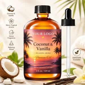 Organic Coconut and Vanilla Oil for Skin Care Candle Making Perfume Aroma Diffuser and Aromatherapy