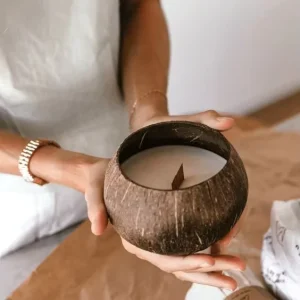 Organic Natural Fragrance Handmade Aromatherapy Gift Wood Wick Soy Wax Coconut Shell Diwali Scented Candles