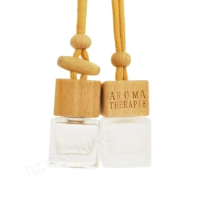 Oval Frosted Glass Car Air Freshener Hanging Aroma Diffuser Wood Cap Home Decor Perfume Bottle 8ml 10ml