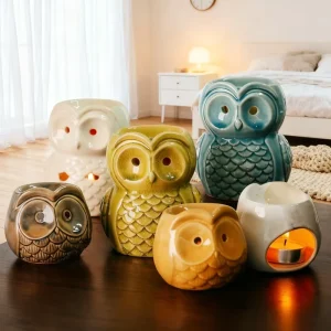 Owl Shaped Ceramic Essential Oil Burner Tealight Holder Aromatherapy Aroma Wax Melt Warmer