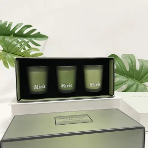 Pack of 3 Scented Colored Glass Private Label Candles Custom Organic Soy Wax Boxes Packaging Luxury Candle Gift Set
